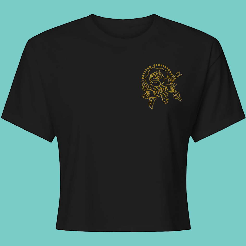 Mama Rose Crop Tee – Black