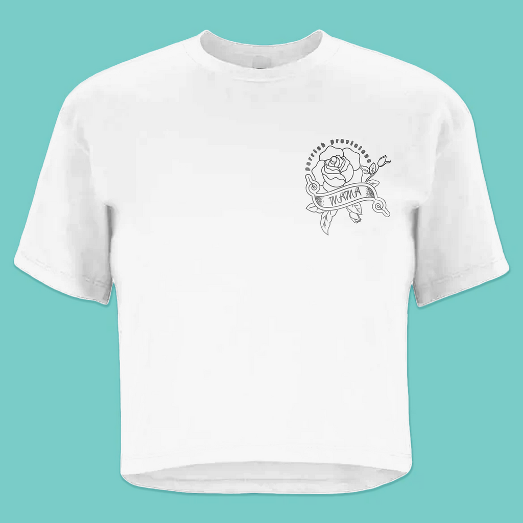 Mama Rose Crop Tee – White