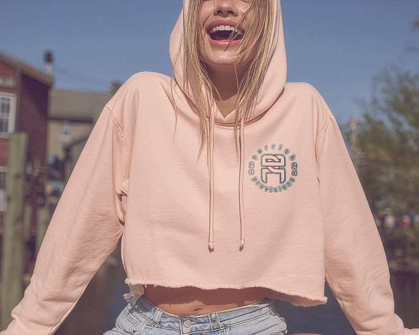 PP Logo Crop Hoodie – Blush